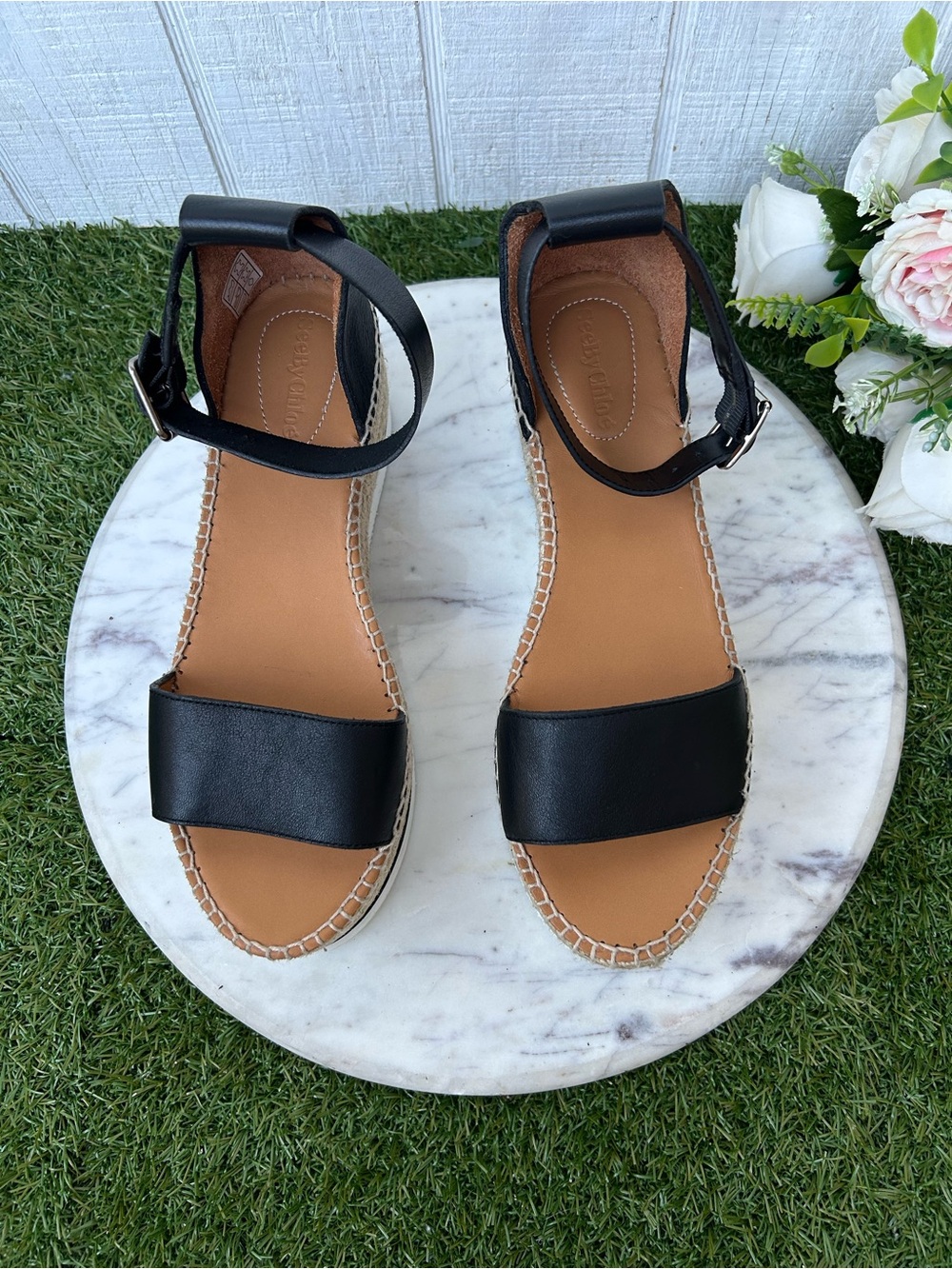 SEE BY CHLOE Glyn leather platform Espadrille Sandals $325 size 39 new - Picture 5 of 16
